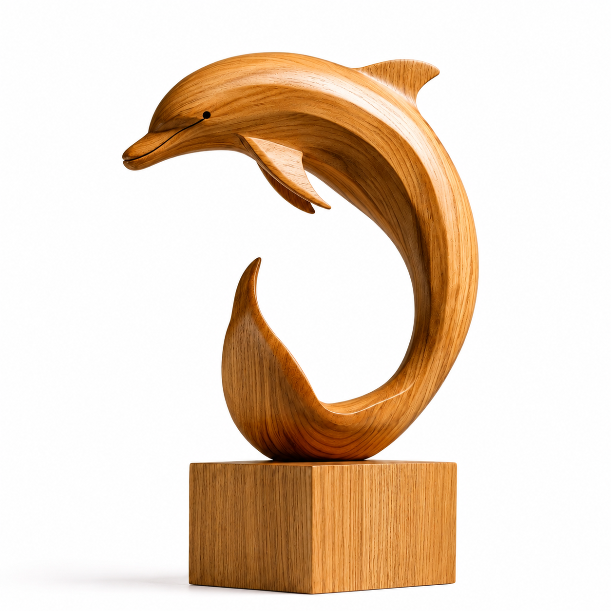 Abstrakte Holz-Delfin-Skulptur – Moderner Dekorativer Akzent fur Zuhause und Buro