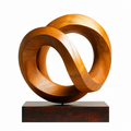 Abstrakte Holzskulptur in Infinity-Form, Moderne Tischdekoration fur Regal und Sideboard