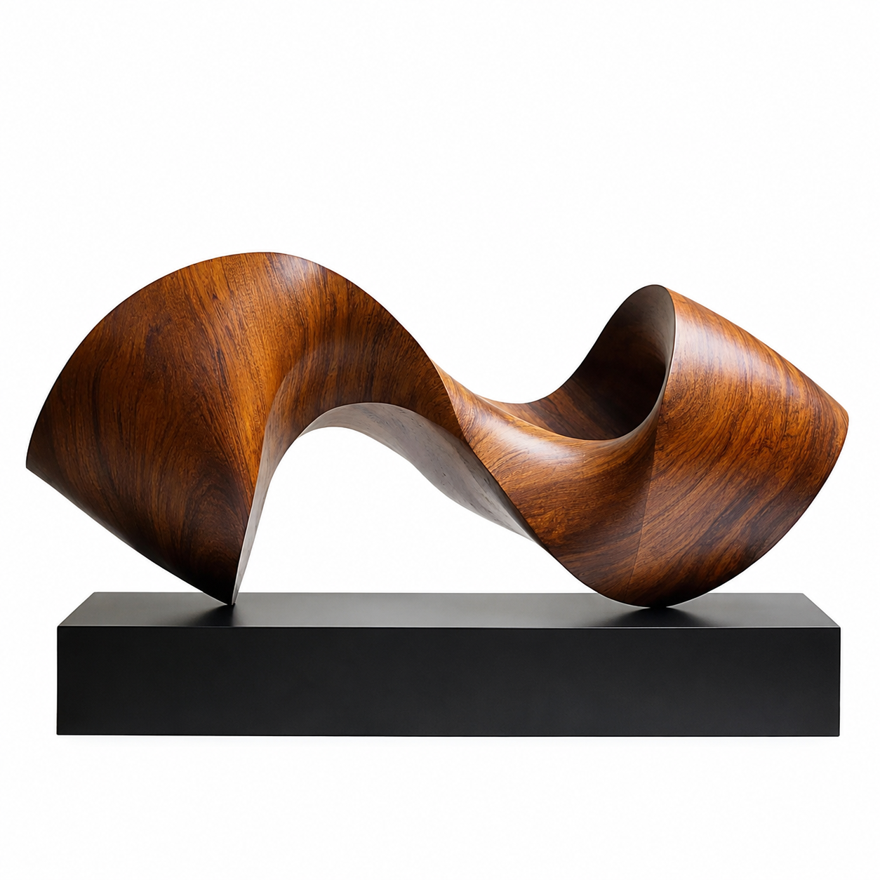 Abstrakte Holzskulptur mit Fließender Form, Moderne Tischdekoration fur Regal und Sideboard