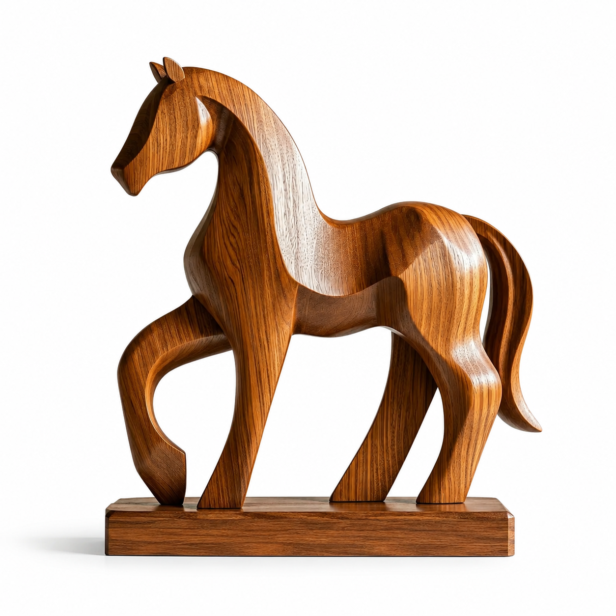 Holz Pferde Skulptur, Abstrakte Pferdefigur, Moderne Tierdekoration fur Zuhause und Buro