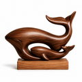 Holz-Wal-Skulptur, Mutter und Kalb Dekoration, Maritime Wohnraumdeko