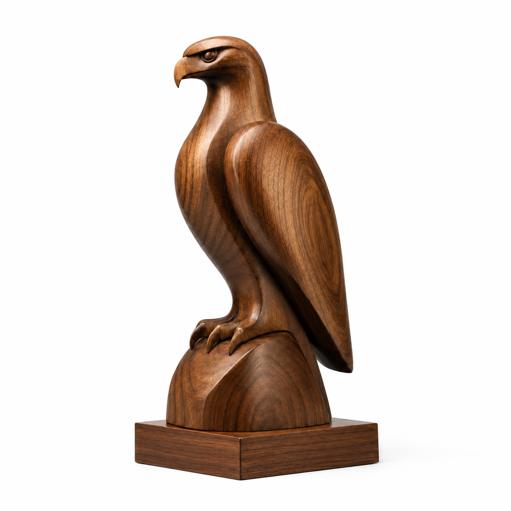 Holz Adler Skulptur, Adlerfigur Dekoration, Vogelstatue fur Regal und Buro