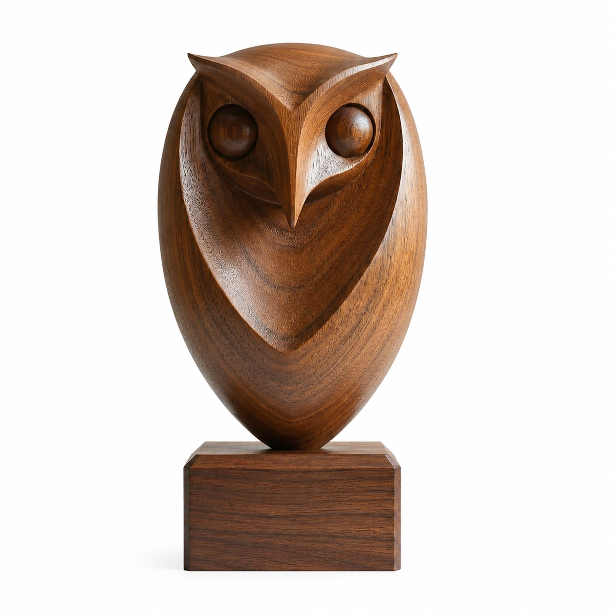 Holz Eulen Skulptur, Eulenfigur Dekoration, Abstrakte Vogelstatue fur Zuhause und Buro